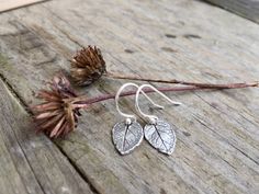 Dainty Leaf Earrings in Sterling Silver Minimalist Sterling Silver Leaf Jewelry, Minimalist Leaf-shaped Sterling Silver Jewelry, Everyday Sterling Silver Leaf Jewelry, Minimalist Leaf-shaped Sterling Silver Earrings, Minimalist Sterling Silver Leaf-shaped Earrings, Dainty Sterling Silver Leaf Jewelry, Real Leaves, Bridesmaids Gifts, Leaf Earrings