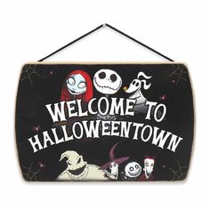 PRICES MAY VARY. Disney official product: "Come with us and you will see, this, our town of Halloween!" Turn your home into a Halloween Town-inspired fright fest with this statement-making wall decor. Fun Vintage Sign: The spooky sign features the words, Welcome to Halloween Town, alongside depictions of Sally, Jack Skellington, Zero, Oogie Boogie, Lock, Shock, Barrel, and spider webs. Let the Pumpkin King himself help you make this Halloween the most memorable and mysterious one yet! Material: The Nightmare Before Christmas Classroom Door, Halloween Nursery, Spooky Signs, Cricut Explore Air Projects, Nightmare Before Christmas Halloween, Halloween Sign, Oogie Boogie, The Nightmare Before Christmas, Halloween Signs