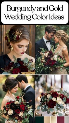 Burgundy and gold wedding color palette ideas with navy, green, and black accents for a timeless celebration. Garnet And Gold Wedding Color Schemes, Merlot Color Palette Wedding, Wedding Colors Burgundy And Gold, Wine Red And Sage Green Wedding, Red And Gold Winter Wedding, Burgundy Emerald Wedding, Burgundy Gold Black Wedding, Winter Wedding Color Palette Burgundy, Jewel Color Wedding