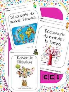 four books with different pictures on them and the words, decievre du mondel des