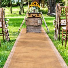 Burlap Aisle Runner With Delicate Lace Borders - Bash New York Diy Wedding Aisle Runner, Burlap Aisle Runner Wedding, Rustic Wedding Ceremony Decor, Burlap Aisle Runner, Wedding Aisles, Wedding Aisle Runner, Rustic Wedding Ceremony, Aisle Runner Wedding, Burlap Decor