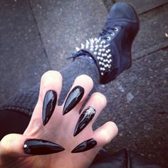 Stiletto shaped Black Wedge, Manicure Y Pedicure, Fashion 101, Mani Pedi, Love Nails