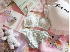 Kawaii Aesthetic Outfits, Vintage French Style, Aesthetic Clothing Stores, Cotton Lingerie, Cute Lingerie, Aesthetic Clothing, Bra Panty, Plaid Fashion, Southern Belle