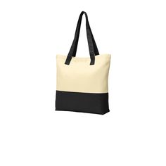 This versatile cotton tote has colorblock handles and bottom for on-trend style and a modern look. 10-ounce 100% cotton twill body; 11-ounce 100% cotton canvas handles and bottom Reinforced self-fabric handles with stress point stitching Interior metal snap closure Dimensions: 15.5 h x 14.25 w x 4.5 d; Approx. 994 cubic inchesNote: Bags not intended for use by children 12 and under. Includes a California Prop 65 and social responsibility hangtag. Black Cotton Canvas Bag With Reinforced Handles, Modern Cotton Canvas Bag For Daily Use, Black Cotton Canvas Bag For Weekend, Modern Beige Cotton Canvas Bag, Modern Everyday Cotton Canvas Bag, Modern Cotton Canvas Bag For Everyday, Modern Cotton Canvas Shopping Bag, Modern White Cotton Canvas Bag, Modern Cotton Canvas Bag With Canvas Lining