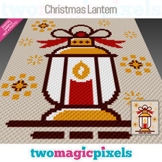 a cross stitch christmas lantern is shown on the cover of this book, with an image of