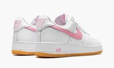 The Nike Air Force 1 Low “Since ‘82 - Pink/Gum” is a clean and classic look for the retro basketball shoe that draws inspiration from the “Color of the Month” series from 1984.  The collection we’re referring to was created by Baltimore sneaker shops back in the day to help save the Air Force 1 from becoming obscure in the years following its days as a performance basketball shoe.  The “Pink/Gum” style features a white leather construction with a contrasting pink leather Swoosh.  The pink “Nike Color Of The Month, Retro Basketball Shoes, Retro Basketball, Pink Nike, Nike Air Force 1 Low, Pink Nikes, Stadium Goods, Call Backs, Air Force 1 Low