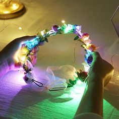 LED Glowing Hair Wreath – Next Deal Shop Glowing Hair, Glow Hair, Fiesta Tropical, Hair Wreaths, Hair Wreath, Fairy Light, Glow Party, Best Poses For Pictures, Neon Party