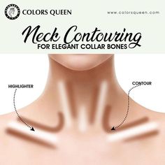 Neck Makeup Contour, Beauty Tricks And Tips, Square Face Contour And Highlight, Easy Contouring For Beginners, Face Correction, Neck Makeup, Neck Contouring