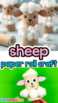 paper roll crafts for kids to make with sheeps and the words, sheep paper roll craft