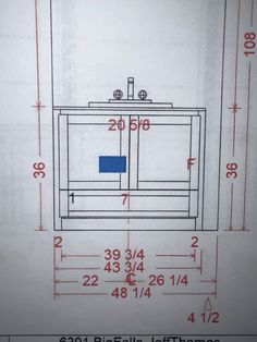 a drawing of a bathroom sink with measurements