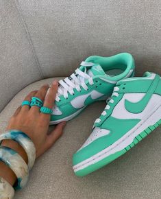 Tap to buy 🛍 Trendy Green Sneakers, Dunk Green, Παπούτσια Nike Free, Teal Nikes, Sneaker Heads, Buy Sneakers, Nike Shoes Air Force, Nike Fashion Shoes, Preppy Shoes