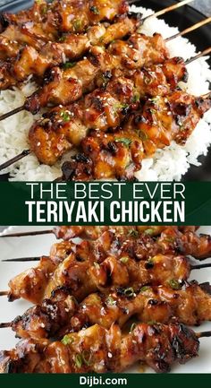 the best ever teriyaki chicken is served over rice