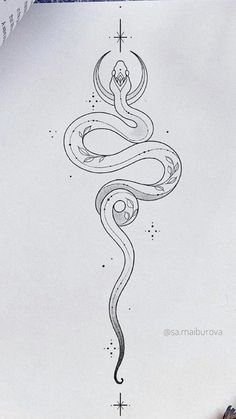 a pencil drawing of a snake on paper