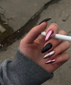 Edgy Nails, Pointed Nails, Black Nail, Fire Nails, Dream Nails, Chic Nails, Dope Nails, Short Acrylic Nails