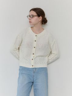 This is a minimal and modern cardigan by dankedir that is made out of high quality and sturdy material. With distinctive mood of the design and comfortable wear, you can style it for your clean daily outfit.- Unique texture of acrylic boucle knit fabric- Clean round neckline and relaxed fit- Trendy and feminine mood Casual Cream Pointelle Knit Cardigan, Spring Cable Knit Cardigan For Everyday, Winter Cotton Open Knit Cardigan, Modern Cardigan, Outfits Unique, Boucle Knit, Cotton Cardigan, Daily Outfits, Round Neckline