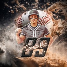 a baseball player holding a bat in front of a ball with the number 69 on it