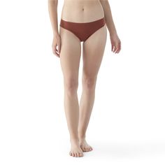 We always think your first layer should be Merino. So upgrade your undies to our Women's Intraknit Bikini. Merino wool comes with a lot of natural benefits when worn next to skin, including sweat management, thermoregulation, and odor resistance. Combine that with a seamlessly knit yet supportive build and mesh knit throughout the body for breathability, and you're ready to handle whatever the day holds. And you'll do it all comfortably. | Smartwool Women's Intraknit™ Bikini in Pecan Brown | Siz Seamless Brown Bottoms For Beach, Brown Seamless Bottoms For Beach, Seamless Brown Beach Bottoms, Pink Sugar, Body Moisturizer, Bra Women, Low Rise, Merino Wool, Benefits