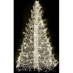 a lighted christmas tree with white lights on it's sides and branches in the center