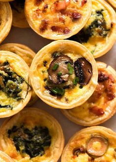 mini quiches filled with mushrooms and spinach