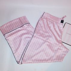 Victoria Secret Pajama Pants Sleep Bottom Satin Pink Stripe Wide Leg Regular Length Inseam 31" Rise 14" 100% Polyester New With Tags *Bundle To Save Chavonne11 3321 Large Xl Pink Elastic Waistband Pants For Loungewear, Pink Wide Leg Sleepwear For Loungewear, Pink Sleepwear With Elastic Waistband For Loungewear, Pink Sleep Bottoms Long Pants, Pink Pajama Shorts With Elastic Waistband For Lounging, Pink Elastic Waistband Pajama Shorts For Lounging, Pink Wide Leg Sleep Bottoms, Pink Wide Leg Lounging Pants, Victoria's Secret Pink Pants For Loungewear