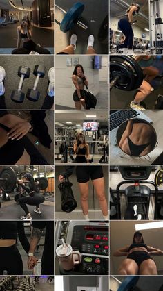 a collage of photos showing different types of people doing various things in the gym