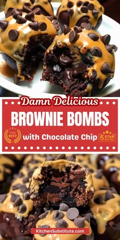 Treat yourself to the ultimate dessert with these Chocolate Chip Cookie Dough Brownie Bombs! There're sure to impress your family and friends with their irresistible flavor and delightful texture. Don't forget to save this pin. Brownie Bomb, Chocolate Cookie Dough Recipe, Simple Cookie Dough Recipe, Chocolate Chip Cookie Dough Brownies, Recipe Desert, Cookie Dough Desserts, Easy Cookie Dough, Chocolate Chip Cookie Brownies, Finger Desserts