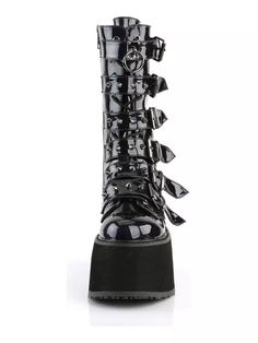 DAMNED-225 Black Hologram Platform Boots Emo Boots, Hologram Shoes, Holographic Boots, Punk Festival, Demonia Boots, Black Holographic, Knee High Platform Boots, Alternative Shoes, Demonia Shoes