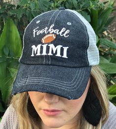 Football MIMI Embroidered Baseball Hat by CocomoSoul on Etsy