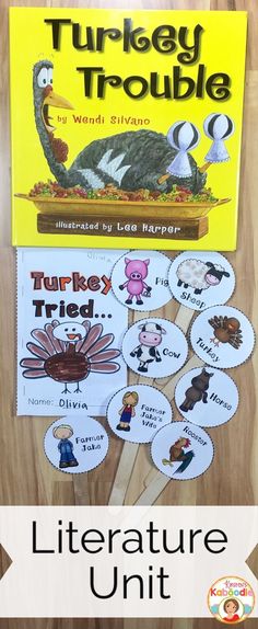 the turkey trouble book and literature unit for kids to use with their own story books