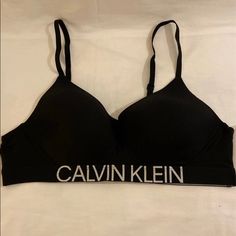 Calvin Klein Bra New With Tags Black Summer Bra For Loungewear, Calvin Klein Black Stretch Bra, Black Loungewear Bra, Calvin Klein Bras, Calvin Klein Bralette, Calvin Klein Ck One, Calvin Klein Bra, Lace Halter Bralette, Convertible Bra