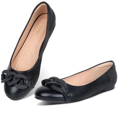 PRICES MAY VARY. 【Comfortable Flat Shoes】: The upper of these womens black flat shoes features a PU leather design and a soft insole, ensuring long-lasting comfort for daily wear. The slip-on style of the dress shoes avoids a particularly narrow appearance, highlighting your overall temperament, allowing you to put on and take off directly without tying shoelaces. 【Classic Round Toe Design & Spiral Chain Design】: The classic round toe design of the womens dress flats shoes creates a visually sma Womens Dress Flats, Tying Shoelaces, Slip On Shoes For Women, Rhinestone Ballet Flats, Dress Shoes Women, Beige Flats, Flats Shoes Comfortable, Black Flats Shoes, Flat Dress Shoes