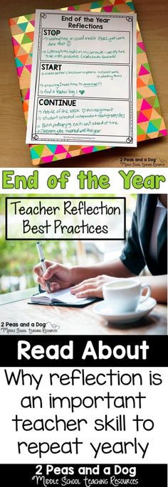 the end of the year teacher's reflection best practices poster is displayed on a table