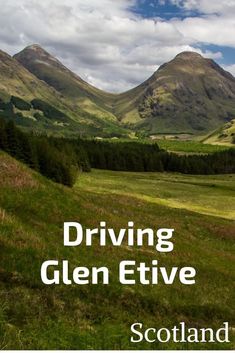 the cover of driving glen etive by scottland, with mountains in the background