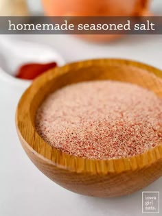 homemade gluten free seasoned salt in a wooden bowl