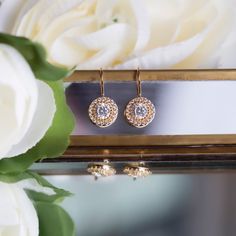 With intricate cubic zirconia details, these dainty drop earrings make a show-stopping statement for every special occasion. Lightweight and comfortable to wear for long periods. MATERIALS + MEASUREMENTS: - .925 Sterling Silver, 14K Gold or Rose Gold over Sterling Silver - Cubic Zirconia pave crystals - Height including hook 0.75 in (2 cm) x Width 0.4 in (1 cm) - Crystal Diameter 0.4 in (1 cm) - Hypoallergenic fish hook MATCHING JEWELRY ► Back Necklace NB053 - https://www.etsy.com/listing/537450 Dainty Rose Gold Necklace, Crystal Headband Wedding, Bridesmaid Gifts Earrings, Bridal Party Jewelry, Bridal Earrings Drop, Bridesmaid Gifts Jewelry, Earrings Rose Gold, Back Necklace, Crystal Headband