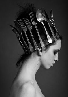 Crazy Hats, Forks And Spoons, Costume Design, Headdress, Beauty And The Beast, Wearable Art, Fascinator, Photography Inspiration, Headpiece