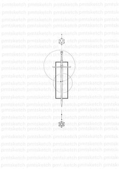 a drawing of the front end of a large metal object with a long pole on it