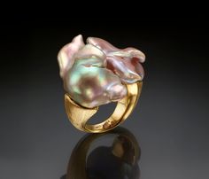 Thank you for looking at my Handmade Jewelry If you are looking for a different and unique piece of jewelry you have come to the right place! "Duet" - 18K Gold open ring, Oversized handmade ring, combining with two Multicolor, unique  Baroque Keshi pearl. One of a kind piece, handmade jewelry, one unit in stock! These pearls have a thick lustrous nacre and beautiful purple overtones.  A ring like that just has to be unique and I believe a "standard" design is just not enough. This is a ring that would stand out and express how unique you are. Made to order pieces may take up to 7-10 business days to complete or let me know if you  need it URGENT. I chose to study jewelry design with a great desire to bring something different, a special and  unconventional design, a piece of jewelry that w Laser Engraved Wedding, Nouveau Jewelry, Mikimoto Pearls, Jewelry Pearl, Purple Band, Keshi Pearls, Open Ring, Rings For Women, Engraved Rings