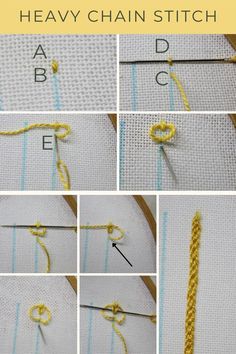 step by step instructions on how to use the heavy chain stitch