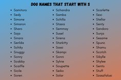 the dog names that start with s are in english and spanish they appear to be