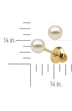 Start her accessory collection early with this classic set of stud earrings fashioned from lustrous cultured pearls. The threaded post and safety-bell clutch make them safe for the tiniest of fashionistas. Fits newborn - 9 years. Threaded post and safety bell clutch. 14k gold/4-4.25mm cultured pearl. Clean with gentle soap and water. By Mignonette; imported. Kids' Wear. Classic Hypoallergenic Pearl Earrings, Classic Adjustable Gold Pearl Earrings, Classic Adjustable Earrings For Formal Occasions, Gold Pearl Earrings, Girls Earrings, Gold Pearl, Cultured Pearls, Kids Wear, Fashion Earrings