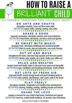 a poster with the words how to raise a brilliant child