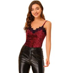 This vintage cami top features shiny velvet and lace panels adding an elegant and feminine feel, and it will be your must-have piece this season. Slim fit but stretchy fabric, a fitted waist, and adjustable spaghetti straps make a refined look, allowing you to wear and undress easily. Soft fabric keeps this cami top a refined silhouette and ensures all-day comfort wear. With a slim fit shape, it features a v-neck with lace trim, and a little shiny velvet fabric helps to create a charming and tim Vintage Cami Top, Sequin Cami Top, Vintage Cami, Puff Long Sleeves, Spaghetti Strap Top, Navy Lace, Velvet Lace, Strapless Tops, Comfort Wear