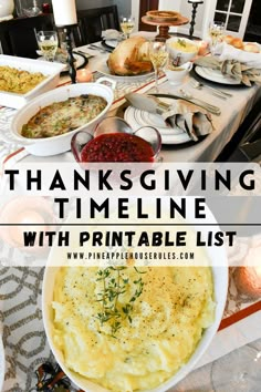 thanksgiving dinner with printable list