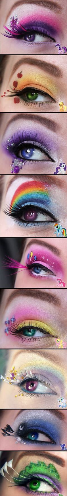 (Bridesmare's makeup) My little pony makeup art.  With brights in fashion this spring, I could totally see this becoming a thing. Extreme Make-up, Carnaval Make-up, Pony Makeup, Make Carnaval, Makeup Glitter, Eyelashes Makeup, My Little Pony Party, Glitter Face, Makijaż Smokey Eye