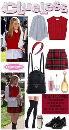 Clueless Iconic Outfits, Cher Outfits Clueless Style, Clueless Fashion Inspiration, Cher's Outfits Clueless, Dion Clueless Outfits, Clueless Movie Outfits, 90s Fall Fashion Street Style, Clueless Accessories, Clueless Outfits Halloween