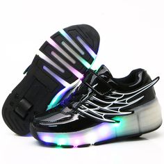 Harajuku Fashion Wings Sneakers sold by Harajuku fashion on Storenvy Led Shoes Sneakers, Sneakers With Wheels, Kids Skateboarding, Shoes For Children, Roller Skate Shoes, Roller Shoes, Sneakers Kids, Led Shoes, Instruções Origami