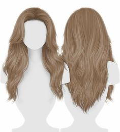 two wigs are shown side by side, one is brown and the other is blonde