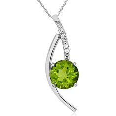 Royal 14K White Gold Peridot & Diamond Pendant - Timeless Elegance Peridot Color, Diamond Birthstone, Gold Beauty, The Senses, Royal Jewelry, White Gold Jewelry, Timeless Treasures, Gold Frame, Diamond Pendant