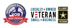 the logos for local owned veteran and small business